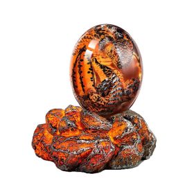 1 Set Lava Dragon Egg Crystal Transparent Resin Statue Luminous Dinosaur Eggs Souvenir Resin Craft Ornamental Home Decor Gifts (Ships From: CN, Color: red-luminous base)