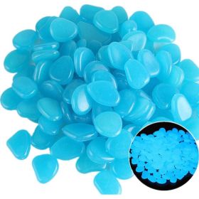 300PCS Glow in The Dark Pebbles Garden Glowing Rocks Fish Tank Luminous Stones (Pebble Color: Lake Blue)
