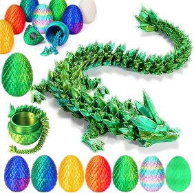 3D Printed Dragon Egg, Mystery Articulated Crystal Dragon Egg Fidget Toys, 3D Print Surprise Animals Toy for Kid Teen Boy Girls (Color: Laser Yellow Green)