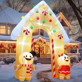 7 FT Christmas Inflatable Gingerbread House Archway Decoration (Color: Bright White 	YellowGingerbread Man)