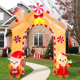 7 FT Christmas Inflatable Gingerbread House Archway Decoration (Color: Christmas Bright White Gingerbread  Brown)