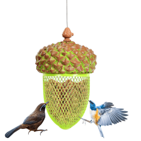Outdoor Metal Seed Guard Deterrent Squirrel-Proof Caged for Wild Bird Feeder (Type: bird, Color: green B)