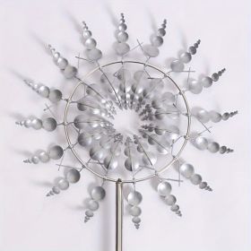 Magical Kinetic Metal Windmill Spinner Wind Powered Catchers (size: Silvery 30cm)