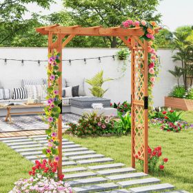 7 Feet Garden Wooden High Arbor Arch Plant Pergola (Color: Brown)