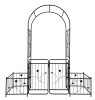 Metal Garden Arch with Gate 79.5'' Wide x 86.6'' High Climbing Plants Support Rose Arch Outdoor Black