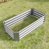 4×2×1ft  Galvanized Metal Raised Garden Bed, Planter Box Rectangle Raised Planter for Flowers Plants, Vegetables Herb Silver