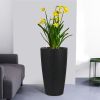 2 Faux Rattan Tall Planters Large Planters with Water Level Monitor Inner Bucket, Automatic Watering