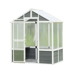 76x48x86Walk In Polycarbonate Greenhouse For Patio  Gardening (Option: Whitegray)