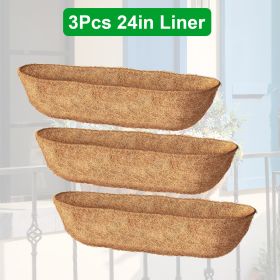 3Pcs Trough Coco Liners For Planters Coconut Coir Planter For Window Box Hanging Trough Basket Half Moon Planter Liner Replacement For Garden Fen (Option: 3Pcs-24in)
